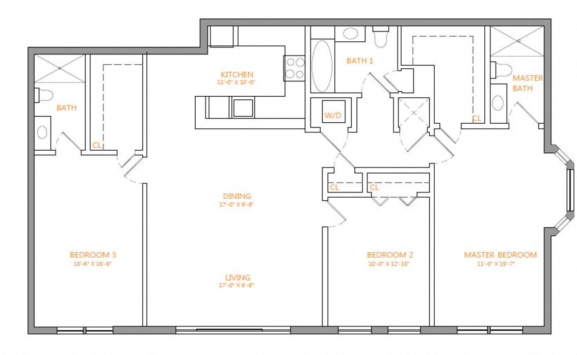 Apartment 421W floorplan